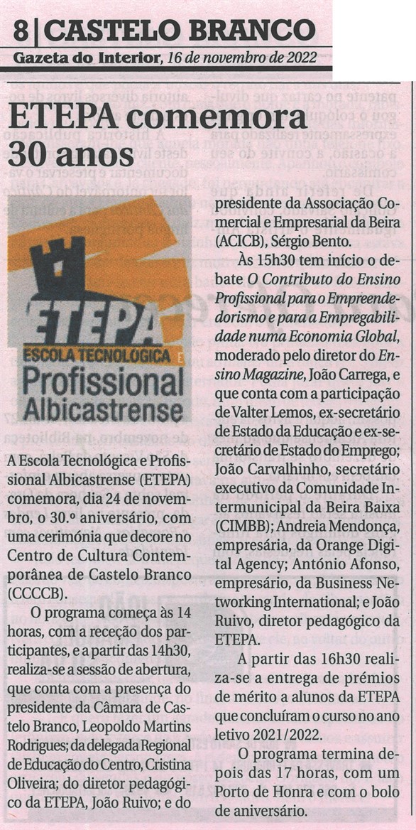Noticia 30Aniversatio Gazeta Interior